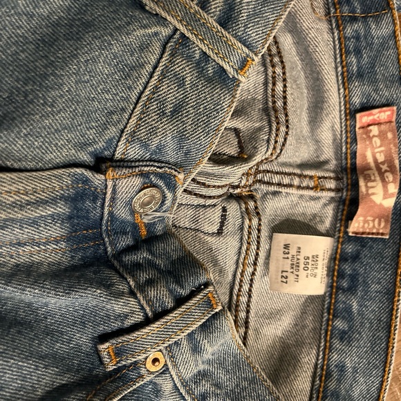 Levis 550 Jeans Relaxed Fit 31x27 Husky Vintage Light Blue 100% Cotton Denim - Picture 6 of 6